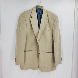 ALLAN FLUSER mens 44R cream silk double button blazer jacket